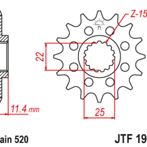 JT - Pinion (fata) JTF1902RB (garnitura cauciuc)