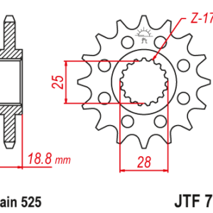 JT - Pinion (fata) JTF704RB (garnitura cauciuc)