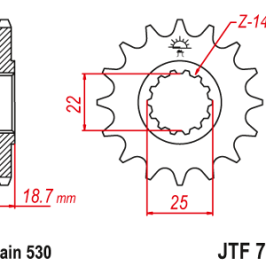 JT - Pinion (fata) JTF743RB (garnitura cauciuc)